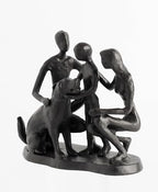 Family and Dog Statues, Cast Iron Family of 3 Figurine, Gift for Dog Lovers,Dog Memorial Gift, Black - Image 5