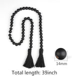 RAMIRABI Wood Beads Garland with Tassels, 39in Black Beads Home Decor - Image 6