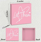 Let Them Wooden Sign, Pink Office Decorations for Work, Let Them Mental Health Rustic Wood Box Signs 5x5 Inch, Desk Shelf Tabletop Decor for Home Cubicle Decor, Office Gifts for Coworkers Women, 19 - Image 2