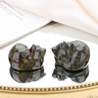 QINJIEJIE Dragon Blood Stone Cat Decor Healing Crystal Figurine Cat Statue - Image 2