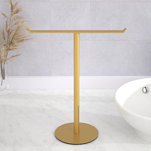 Gold T-Shaped Hand Towel Holder Stand for Countertops, Stainless Steel - Image 5