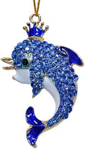 Dolphin Ornaments for Christmas Tree, Metallic Ornament with Blue Rhinestone, Dolphin Gifts for Women - Ocean Themed, Beautiful Cute Christmas Ornaments for Kids Girls by YXOTJHS