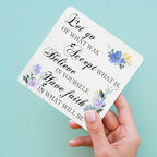 Floral Christian Wooden Sign Desk Decor, Positive Have Faith Bible Scripture Wood Plaque Sign With Stand for Church Prayer Room Home Office Desk Table Shelf Decoration, 5x5 Inch - Image 5