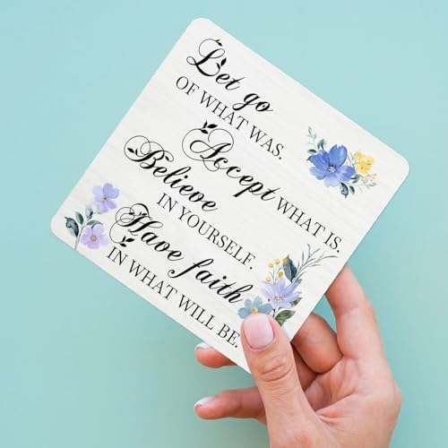Floral Christian Wooden Sign Desk Decor, Positive Have Faith Bible Scripture Wood Plaque Sign With Stand for Church Prayer Room Home Office Desk Table Shelf Decoration, 5x5 Inch - Image 5