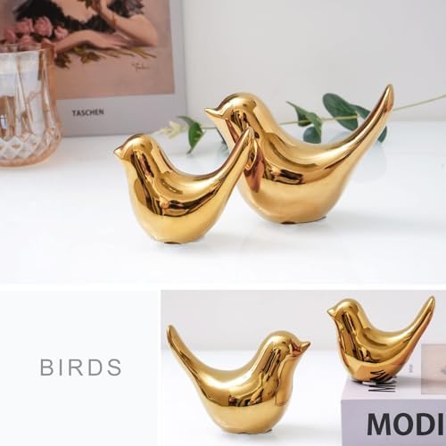 Notakia Gold Home Decor Small Birds Statues Modern Style Decorative Ornaments for Living Room Decor, Bedroom, Office Desktop, Cabinets (2Pcs Gold Birds) - Image 6