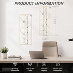 ZEXUIRU 2 Pcs. Abstract Metal Art for Wall Decor Living Room Bedroom Bathroom Office Metal Bling Modern Geometric Hanging Vertical Small Iron Sculpture Plaque Pack -Gold 24in - Image 4