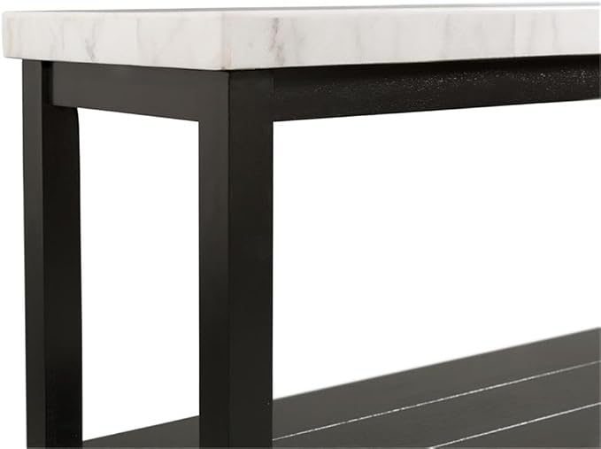 Picket House Furnishings Evie Wood Frame & Marble Top Console Table-White/Black - Image 7