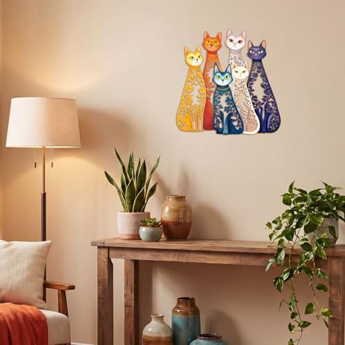 Wesiti Metal Cat Wall Art Decor Colorful Sculptures Mid Century 11.4x11.2 - Image 4