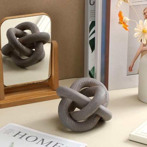 Yalikop 3 Link Wood Knot Decor Rustic Table Shelf Accents, Gray - Image 5