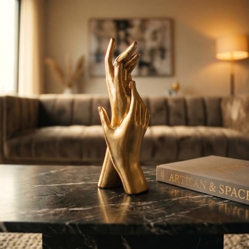 Hand Sculpture, Gold Resin Statues for Home Decor, Shelf Accent - Image 2