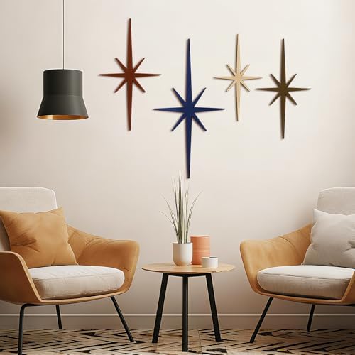 Blulu 4 Pcs Starburst Shaped Wall Decor Mid Century Modern Art,Neutral - Image 2