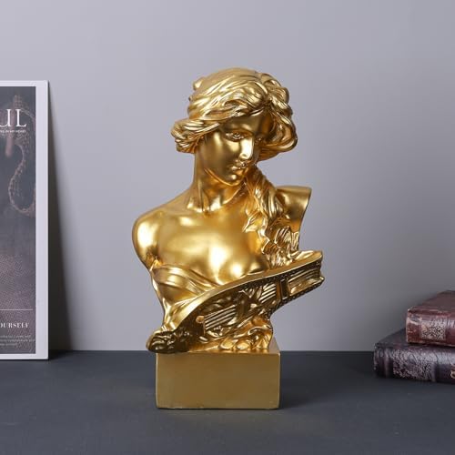11.8" H Greek Mythology Bust Statue Decor,Artemis Statues Roman Goddess Figurines,Used for Sketch Practice Aesthetics Statues and Sculptures and Indoor Filling Space for Living Room, Bedroom (Gold) - Image 7