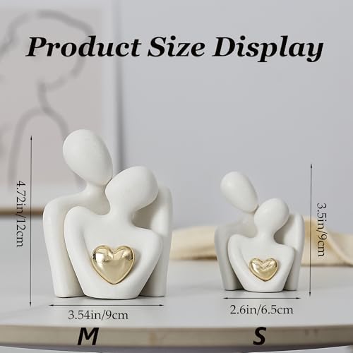 Hugging Couple Statue Ceramic Lover Figurine Home Decor is a Romantic Gift for Her on Wedding Anniversary and Valentines, TV Stand Decoration Knick Knacks for Shelves (M) - Image 2