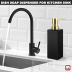 GMISUN Gold Hand Soap Dispenser, Black Glass Soap Dispenser with Gold Pump for Bathroom, 12 fl oz/350ml Refillable Dish Dispensers for Kitchen, Modern Liquid Lotion Bottles for Countertop - Image 4