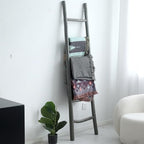 FUIN Blanket Ladder, 6ft Rustic Solid Wood Decorative Ladder, Grey - Image 6