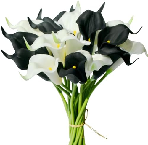 Mandy's 20pcs Black and White Calla Lily Artificial Flowers by Mandys