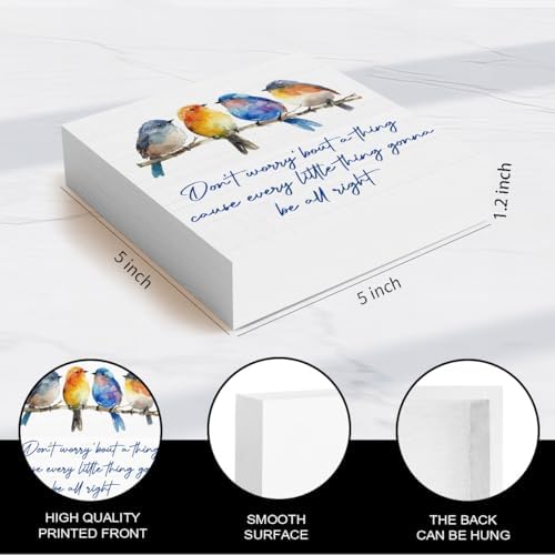 Funny Inspirational Wooden Sign,Every Little Thing Is Gonna Be All Right,Plaque with Watercolor Birds,Positive Desk Decor for Home Office,Uplifting Gifts for Women Teachers Friends,Graduation Gift - Image 2