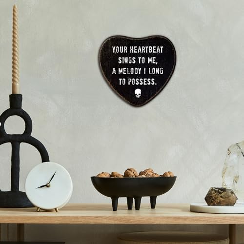 Gothic Wall Decor，Your Heartbeat Sings To Me，Black Heart Wooden Wall Art - Image 4
