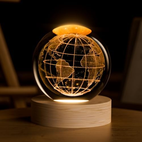 Earth 3D Crystal Ball 2.4 inch Universe Space Gifts for Boys, Girls by COQIRAUSEN