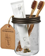 Amolliar Mason Jar Bathroom Accessories Set, 4Pcs Glass Bathroom Set,Bronze - Image 4