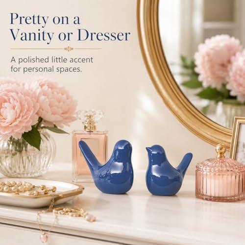 XMGZQ Small Ceramic Bird Statue and Sculpture for Home Decor Accents,Modern Animal Ornaments for Living Room,Bedroom,Coffee Table Centerpiece,Bookshelf,Cabinets,Cute Knick Knacks for Shelves (Blue) - Image 6