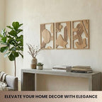 qmmp Modern Wooden Wall Sculptures - Set of 3 - Home Decor Accent - Large Wall Art for Living Room, Bedroom, Office - Easy Installation (Oak, Medium - Abstract Shapes) - Image 2