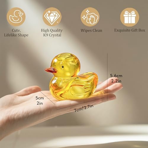 Yellow Crystal Glass Duck Figurine Animal Collectible 2.5 Inch Decor - Image 4