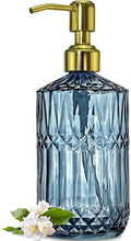 JASAI 18Oz Blue Glass Soap Dispenser with Golden Pump for Dish Soap by JASAIHOME