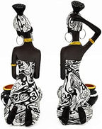 African Statues Art Sculptures Women Figure Girls Tribal Lady Figurine Black Women Home Decor Collectible Creative Vintage Gift Crafts (Black+White) - Image 6