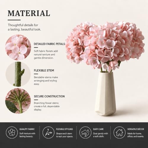 Mandy's 3 Stems Light Pink Artificial Hydrangea Flowers - Image 4