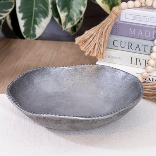 ANDALUCA Rustic Silver Decorative Cast Metal Round Bowl 10 inch (Silver) - Image 7