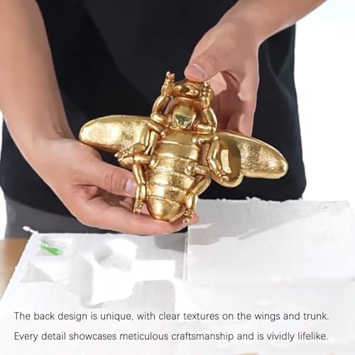 KISWIAR Gold Bee Wall Decor, 3D Hanging Honey Bee Wall Sculpture, Resin Insect Animal Figurine Natural Themed Home Decoration for Tabletop Living Room Bedroom (Antique Gold) - Image 4