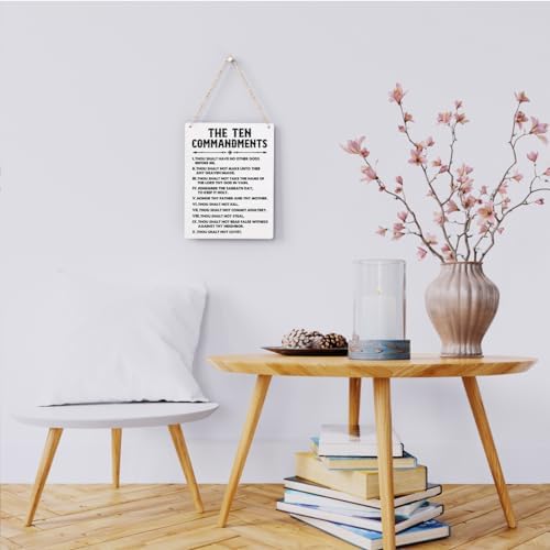 BELLOWDEER Inspirational Signs Gift 10 Commandments Wall Art Christian Bible Verse Wall Art Religious Home Wall Decor 8x10 Inches Scripture Wooden Hanging Sign for Living Room Bedroom Office - Image 2