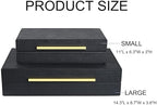 Black Shagreen box Set of 2 Faux Leather Decorative Boxes,Large Nesting Storage Decorative Boxes with Lids for Modern Home Decor Stacking Jewelry Box Organizer - Image 4