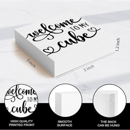 Funny Office Cubicle Desk Decor Wooden Sign, Funny Cubical Accessories Office Decoration for Work Women Men, Gifts for Coworker Colleague Boss, Welcome To My Cube（5x5 inches） - Image 2