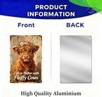 Flower Crown Fluffy Highland Cow & Life Is Better With Fluffy Cows Quote, Rustproof Aluminum Vintage Wall Sign,Rustic Farmhouse Entryway Home Decor, Multipurpose Indoor Outdoor Hanging Plaque 8×12 Inch - Image 7