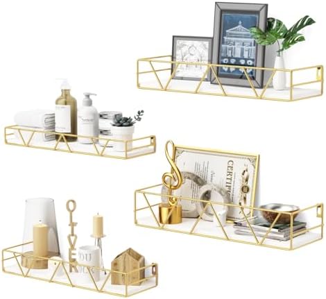 Floating Shelves Set of 4, Wood Wall Shelf, Farmhouse Shelf for Bedroom by Amoot