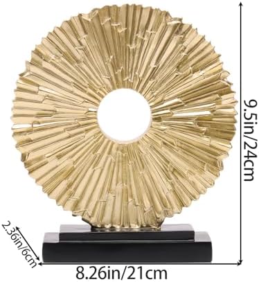 Gold Home Decor Sculpture, Unique Round line Statue, Modern Home Decor, Decorative Panel Statue Gold Decoration for Living Room TV Stand, Office, Bedroom, Dining Table Centerpiece. - Image 6