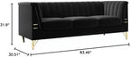 83.46" W Black Velvet Sofa Couch - Image 2