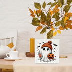 Rustic Fall Decaorations Cute Ghost Pumpkin Halloween decor Wooden Box Sign - Image 3