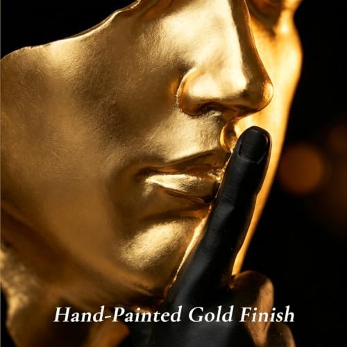 Thinker Statue, Gold Resin Face Sculpture for Office Shelf Decor - Image 3