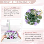 NUPTIO Flower Balls for Table Centerpieces: Purple & White Artificial Rose - Image 5