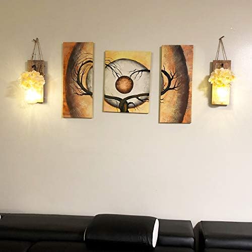 Rustic Mason Jar Sconces Wall Decor, Rustic Brown, Set of 2 - Image 4