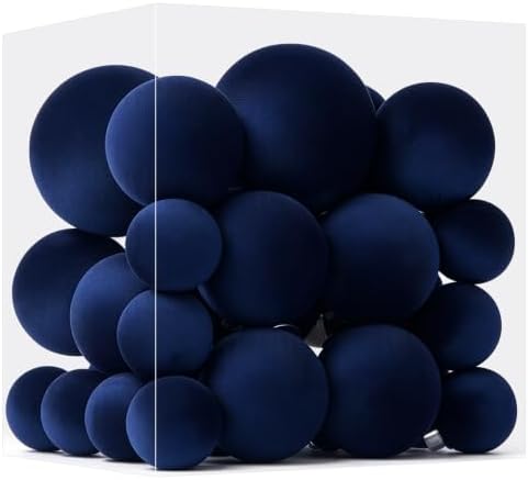 Velvet Christmas Ball Ornaments - 30pcs Flocked Christmas Ornaments Set Shatterproof Classic Hanging Xmas Tree Decorations with Rope for Wreath Holiday Home Decor (Blue) by Unknown