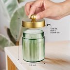 Amolliar Green Glass Apothecary Jar, Qtip Holder Bathroom Decor Gold 4 Pack - Image 2