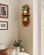Bamworld Boho Wall Decor Plant Wall Shelf Wood Plant Holder 2 Tier Brown - Image 4