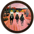 CFFJLHN Vintage Western Cowboy Framed Wall Art Decor Classy Western Decor, Rustic Country Southwest Cowboy Riding Horse Round Wall Art Hanging Decorations for Home Bedroom Living Room, 10x10 Inch by Unknown