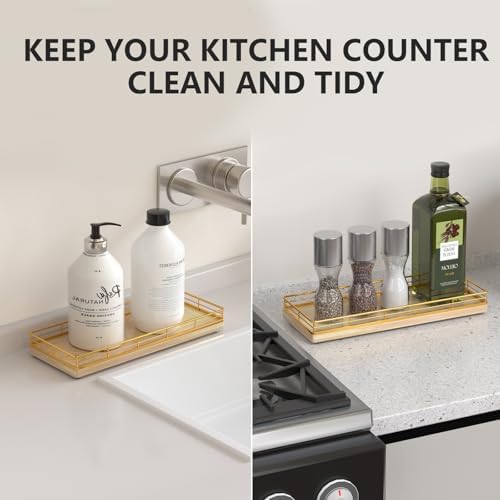 Bathroom Tray for Counter Top Organizer, Oak Wood Vanity Tray - Image 4