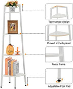Hoctieon Corner Shelf, 4-Tier Corner Bookshelf, Rustic Corner Ladder Shelf, Industrial Display Shelf for Living Room, Kitchen, Home Office, Balcony, Small Space, Metal Frame, White - Image 4