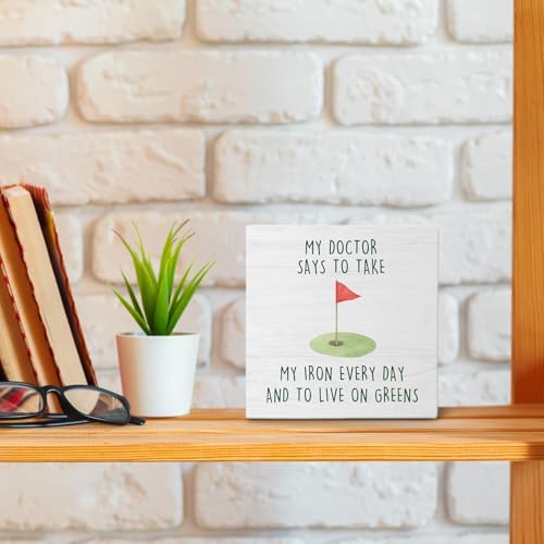 Funny Golf Court Wooden Box Sign Desk Decor, Gifts for Golf Lovers, Golfer Golfing Gifts Wood Block Sign Decorations for Home Bedroom Office Wall Tabletop Shelf Decor, 5x5 Inch - Image 3